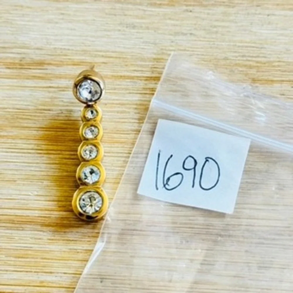 Christian Dior Dangle Single Earring Earrings VTG Gold Plated Crystal Signed